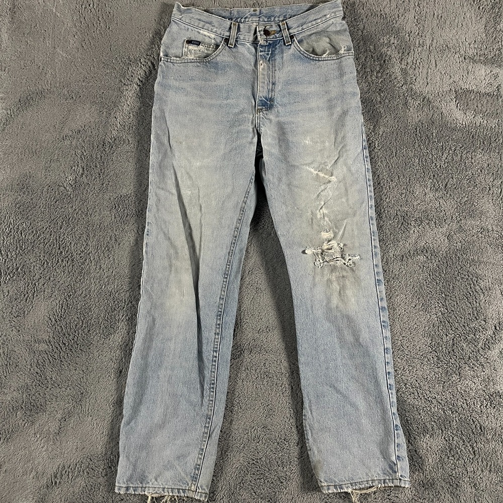 Vtg Lee Jeans Mens 33x32 (fit 30x31) Wash Relaxed Fit Distressed Straight Leg